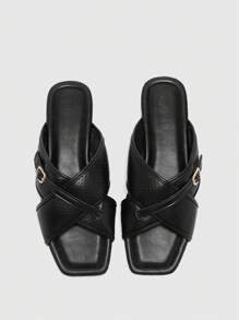 CUCCOO BIZCHIC 女士杏色平底拖鞋，简约时尚休闲日常穿着 - 黑色 - 查看 9