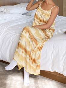 DAZY 扎染渐变印花宽松吊带裙睡衣 - 黃色 - 查看 4