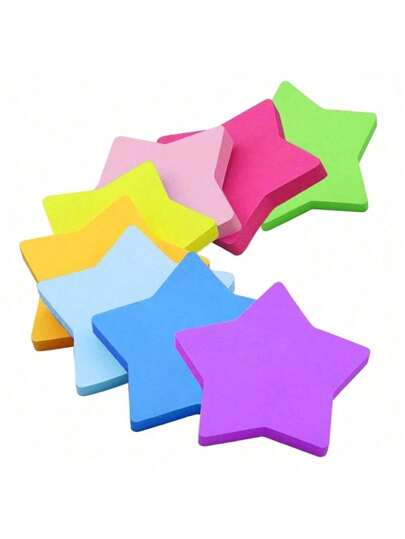 SHEIN 8 Pack Star Shape Sticky Notes, 8 Bright Colorful, 30 Sheets/Pad Self-Adhesive Note Pads