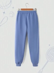 Pantalón de chándal casual con cordón y estampado de letras para adolescentes