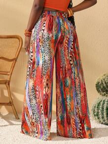 Slaydiva 女士百搭休闲豹纹裤，适合音乐节、复活节、纳什维尔西部、游牧风格、生日派对、毕业典礼、日常穿着、度假、邮轮旅行、海滩、日光浴、春夏季 - 彩色 - 查看 2