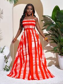 Slaydiva Women's Backless A-Line Waist Vacation Dress - Orange - View 4