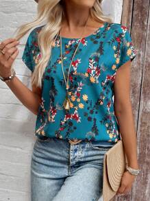 EMERY ROSE Women's Floral Print Casual Vacation Shirt