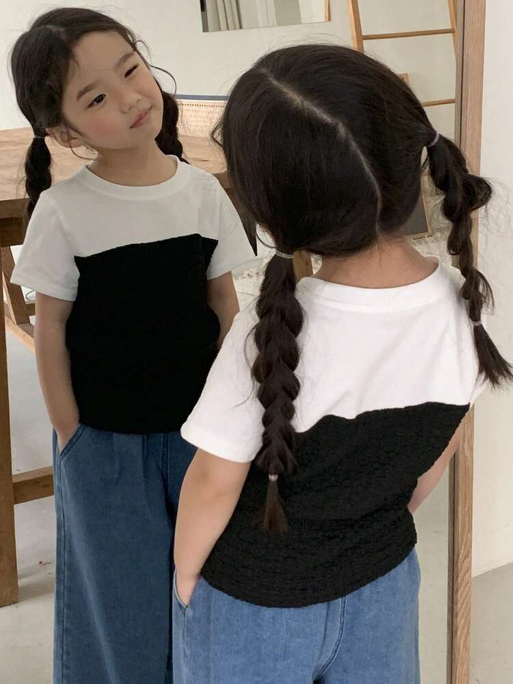 Young Girl Casual Minimalist Short Sleeve T-Shirt, For Daily Wear, Summer