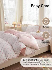 2/3pcs Vintage Style Pink Floral Print Duvet Cover , Soft Microfiber White Pink Floral Bedding Set Girls Flower Botanical Duvet Cover With 4 Ties And Button Closure Aesthetic Garden Floral Comforter Cover With 1/2 Pillowcases(No Comforter), ,Good Gifts For Lover(No Comforter) Fit For Twin Full Queen King All Size.For Home Bedding And School Bedding Dorm Essentials