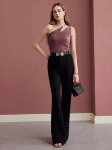 MOTF PREMIUM TOP Z ŁAŃCUSZKIEM NA JEDNYM RAMIENIU - Brudny różowy - Zobacz 5