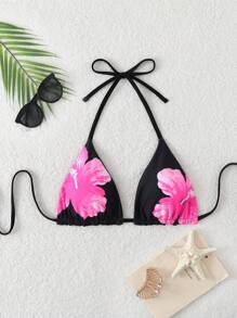 Glamine Summer 1pc Women's Multi-Color Reversible Floral Print Camisole Tank Top With Adjustable Spaghetti Strap - Black - View 4