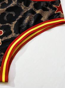 ROMWE MEN Prep 男士篮球休闲圆领上衣，篮球球衣款式，数码豹纹印花背心 - 彩色 - 查看 3