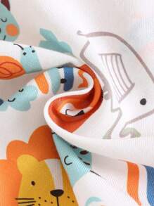 Cozy Pixies 2pcs Baby Boy Cartoon Animal Print Polo Collar Short Sleeve Cardigan & Elastic Waist Shorts Set - Multicolor - View 10