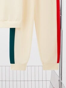 SHEIN Leap Crew 2pcs Set Teen Boys Casual Colorblock Patchwork Short Sleeve Shorts Set, Street Punk Rock Style For Daily Wear, Party, Music Festival, Spring & Summer - Multicolor - View 4