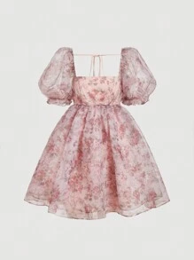 SHEIN MOD Rochie scurtă vintage cu imprimeu floral pentru femei, rochie grafică vintage, rochie pentru invitați la nuntă, rochii elegante pentru femei, rochii de ziua de naștere pentru femei, Ziua Îndrăgostiților, gotică, rochie cu corset, Fairycore, ținută de concert pentru femei, casual simplă și la modă, ținută de ziua de naștere, ținute de seară pentru femei, ținută de Anul Nou Chinezesc, ținute de vacanță pentru femei, ținută de concert la țară, ținută de petrecere a ceaiului, ținute de brunch pentru femei. - Multicolor - Vizualizare 2