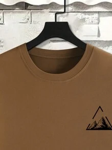 Manfinity Homme Plus Size Men's Casual Geometric Mountain Print Short Sleeve T-Shirt