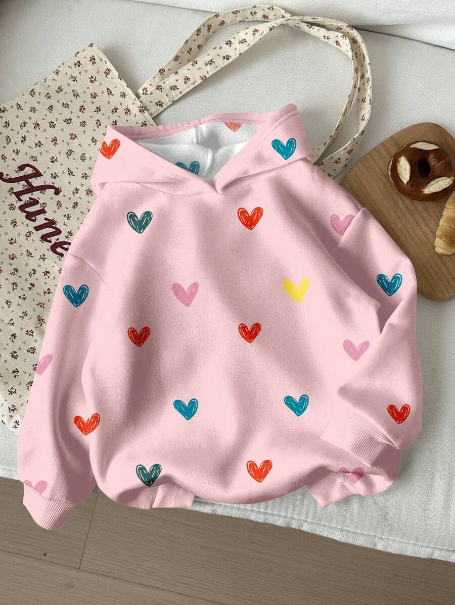 SHEIN Tween 女童休闲宽松舒适长袖连帽衫