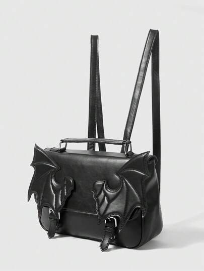 Gothic Style Bat Wings Design Shoulder Backpack, School Backpack, Halloween