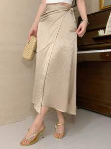 DAZY Solid Color Criss-Cross Backless Skirt For Women