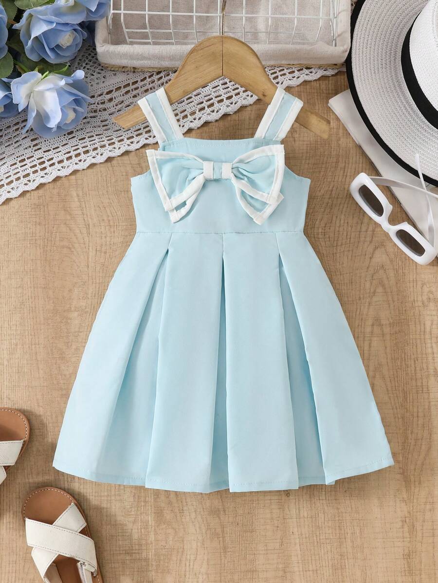 Baby Girls Dresses Summer Fresh Bow Halter Dress - Blue - View 1