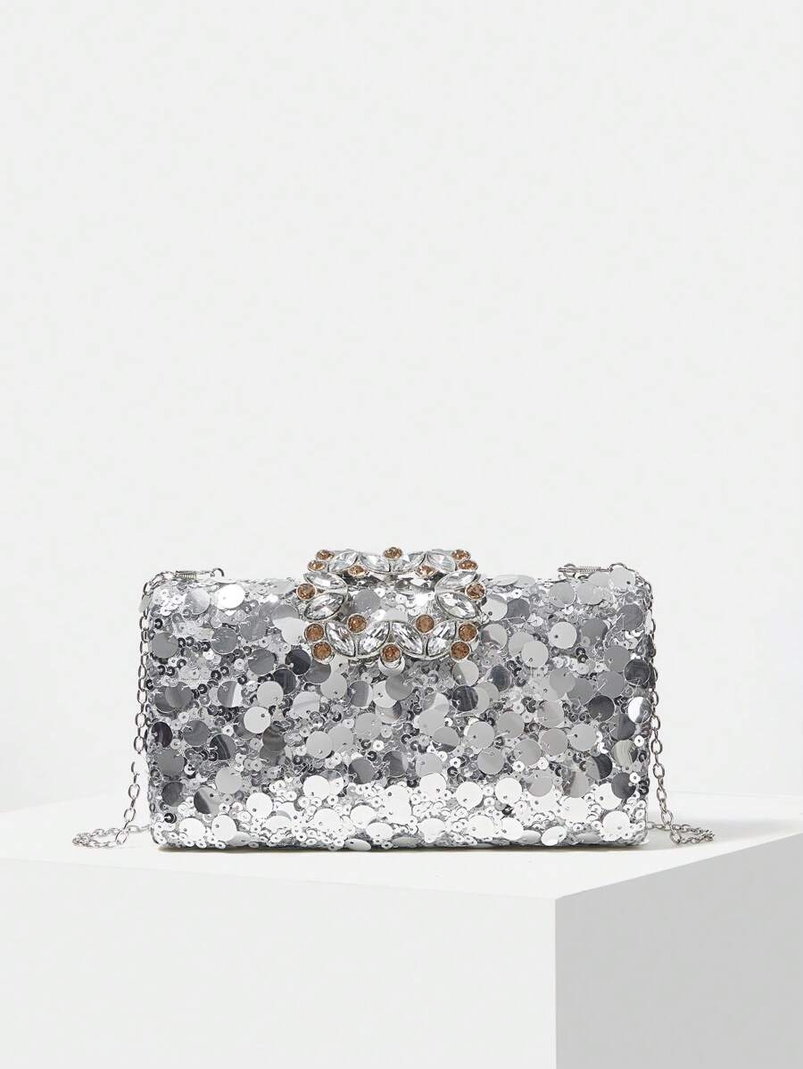 MOTF PREMIUM 时尚奢华亮片晚宴手包 - 銀色 - 查看 2
