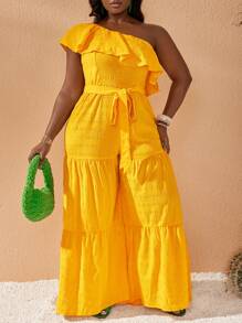 Slaydiva Mono con volantes y textura talla grande - Amarillo - Ver 2