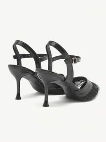 CUCCOO CHICEST Modische spitz zulaufende, Cut Out, atmungsaktive High-Heel-Sandalen für Frauen, schwarz