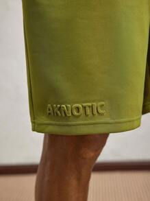 AKNOTIC Party Set de 2 camisetas de punto con cuello redondo ajustadas y con relieve de letras en verde oliva para hombres, adecuado para primavera/verano, vacaciones y uso diario - Verde Oliva - Ver 3