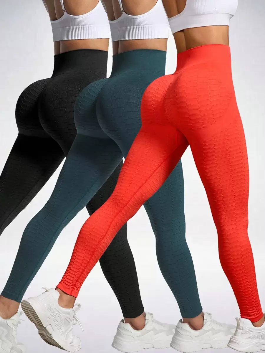 SHEIN Sports Simple Solid Color Sports Leggings, Fashion Casual Everyday Wear - Multicolor - View 1