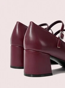 CUCCOO DOLLMOD Giày cao gót đế dày Mary Jane dành cho nữ, giày cao gót đế giữa thoải mái, thanh lịch và đa năng cho mọi mùa, thu/đông - Màu Đỏ Sâu - Xem 8