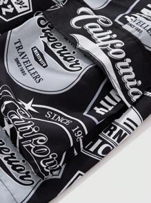 ROMWE MEN Street Life Men's Racing Print Cargo Shorts With 3D Pockets, Summer - Black - View 7