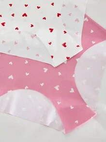 5 件套女士无缝心形印花 V 腰舒适高腰三角裤，情人节 - 彩色 - 查看 5