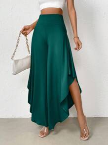 RosyDaze Women's High Waisted Wide Leg Loose Solid Color Pants, Fashion Fall Cloth For Women - Dark Green - View 4