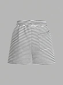 Swim Mod Short de recouvrement rayé de base pour femmes, vacances d'été à la plage