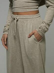 Musera Sport Quần dài cạp cao mặc nhà, thích hợp cho Padel, Tennis, Pickleball, tập gym, thể dục mùa hè. - Xám - Xem 5