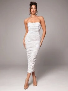 Silquee Elegancka, ekskluzywna, subtelnie seksowna, czarna, prześwitująca sukienka koronkowa dla kobiet, odpowiednia na imprezę walentynkową, koktajlową, wakacyjną, podkreślającą figurę, z długim rękawem, romantyczną randkę, formalne wydarzenie - Biały - Zobacz 5