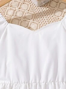 Charming White Puff Sleeve Dress For Summer,Holiday Summer Travel - White - View 4