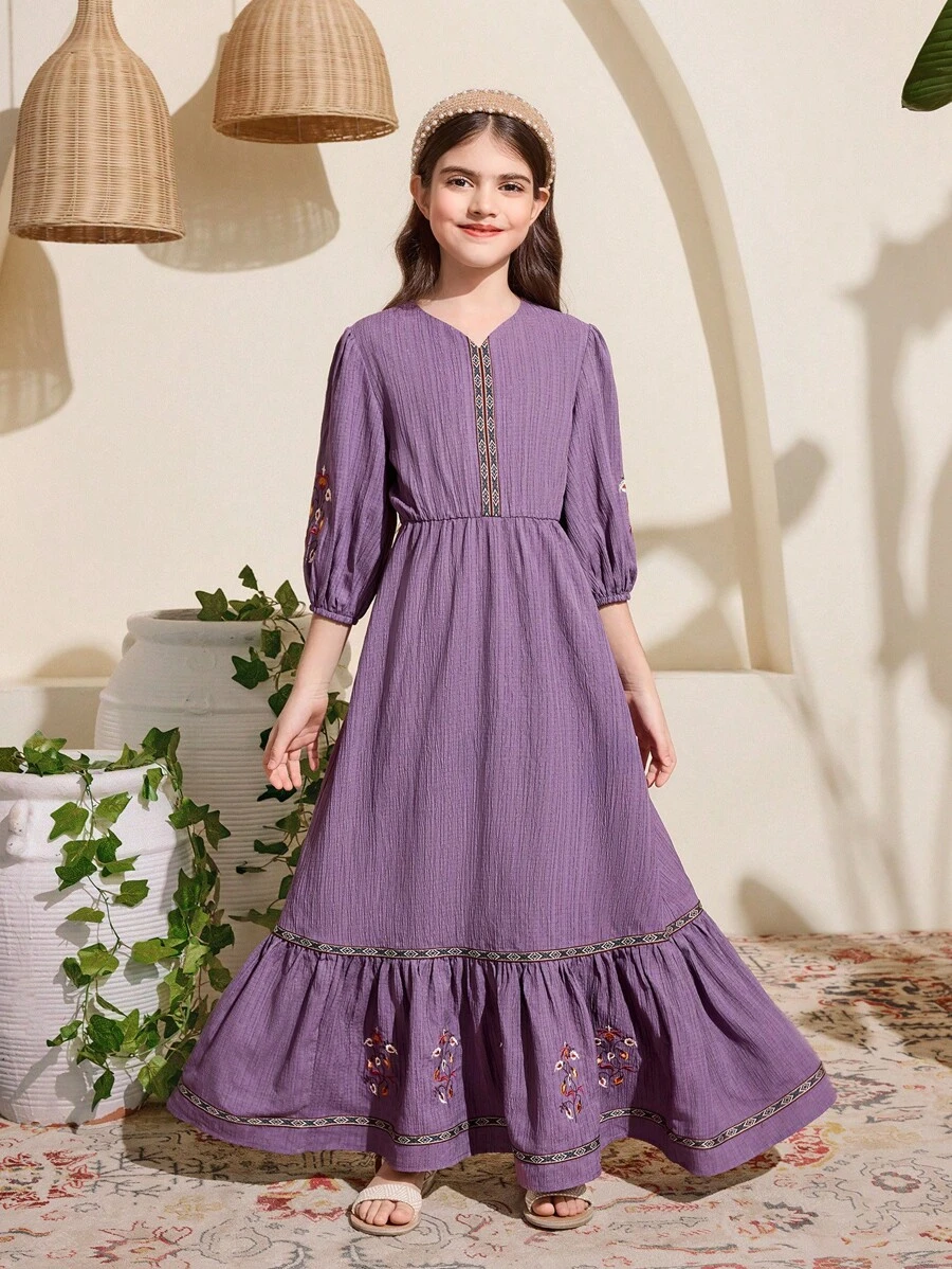 Embroidered Seersucker Dress - Tween - Coconut | 100979 Nora