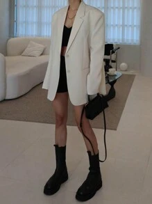 DAZY Loose Oversized Street Style Blazer Jacket For Women, Streetwear Regular Jacket Women Coats