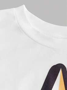 SHEIN 2pcs Tween Girls' Loose Fit Graphic Print Crew Neck T-Shirt And Pants Set