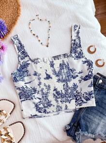 SHEIN Unity Top ajustado con tirantes con lazo y encaje, estilo francés, sexy, para vacaciones de mujer - Multicolor - Ver 2