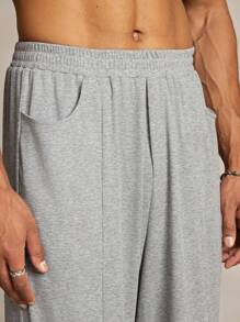 Manfinity VCAY Quần ống đứng đơn sắc thời trang thường ngày dệt kim rộng rãi cho nam - Xám - Xem 4