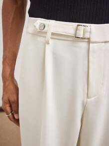 AKNOTIC Party Men's Loose Woven Casual Straight Leg Long Pants, Suitable For Everyday Wear - Apricot - View 3