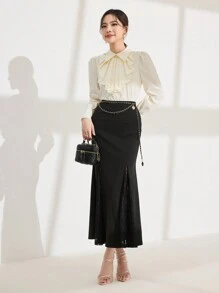 Modelyn 女士纯色简约时尚休闲日常半身裙