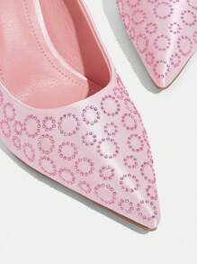 CUCCOO TILAWA Women's Pink Crystal Pointed Toe Stiletto High Heels, Sexy Elegant Casual Resort Party Date Wedding Shoes Spring Shoes Spring Break Easter Prom Heels