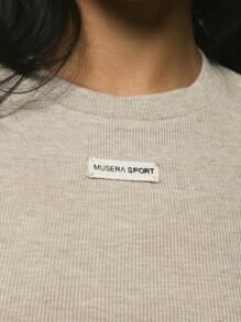 Musera Sport 长袖露脐上衣 休闲度假机场休闲秋季返校优雅春夏 - 卡其色 - 查看 6