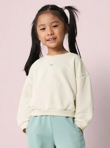 SUMWON Young Girls Comfy Crop Fit Cuff Sweater And Joggers 2 Piece Set - Apricot - View 3