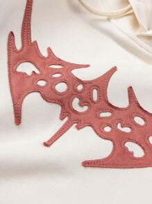 Men's Hooded Sweatshirt, Casual Patchwork Letter Graphic Drawstring Hoodie - Multicolor - View 8