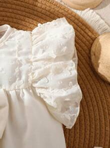 女婴柔软舒适可爱蝴蝶结蕾丝连体衣 - 彩色 - 查看 4