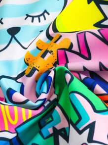 1 件 Tween Girl 酷炫图案印花无袖连体泳衣，连体泳衣 - 彩色 - 查看 6