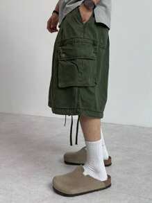 DAZY Military Green Pocket Ribbon Design Men's Summer Shorts - Army Green - View 7