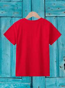 SHEIN 年轻男孩休闲舒适时尚简约口号图案短袖 T 恤，春夏