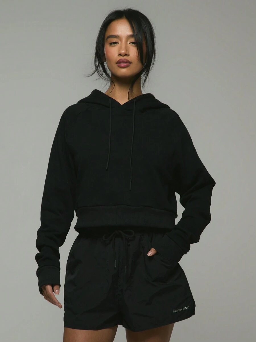 Musera Sport Kurzer Hoodie, für Padel, Tennis, Pickleball Gym Fitness - Schwarz - Übersicht 1