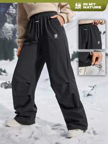 In My Nature Pantalones de senderismo para mujer con cintura con cordón y bolsillos inclinados, para otoño/invierno